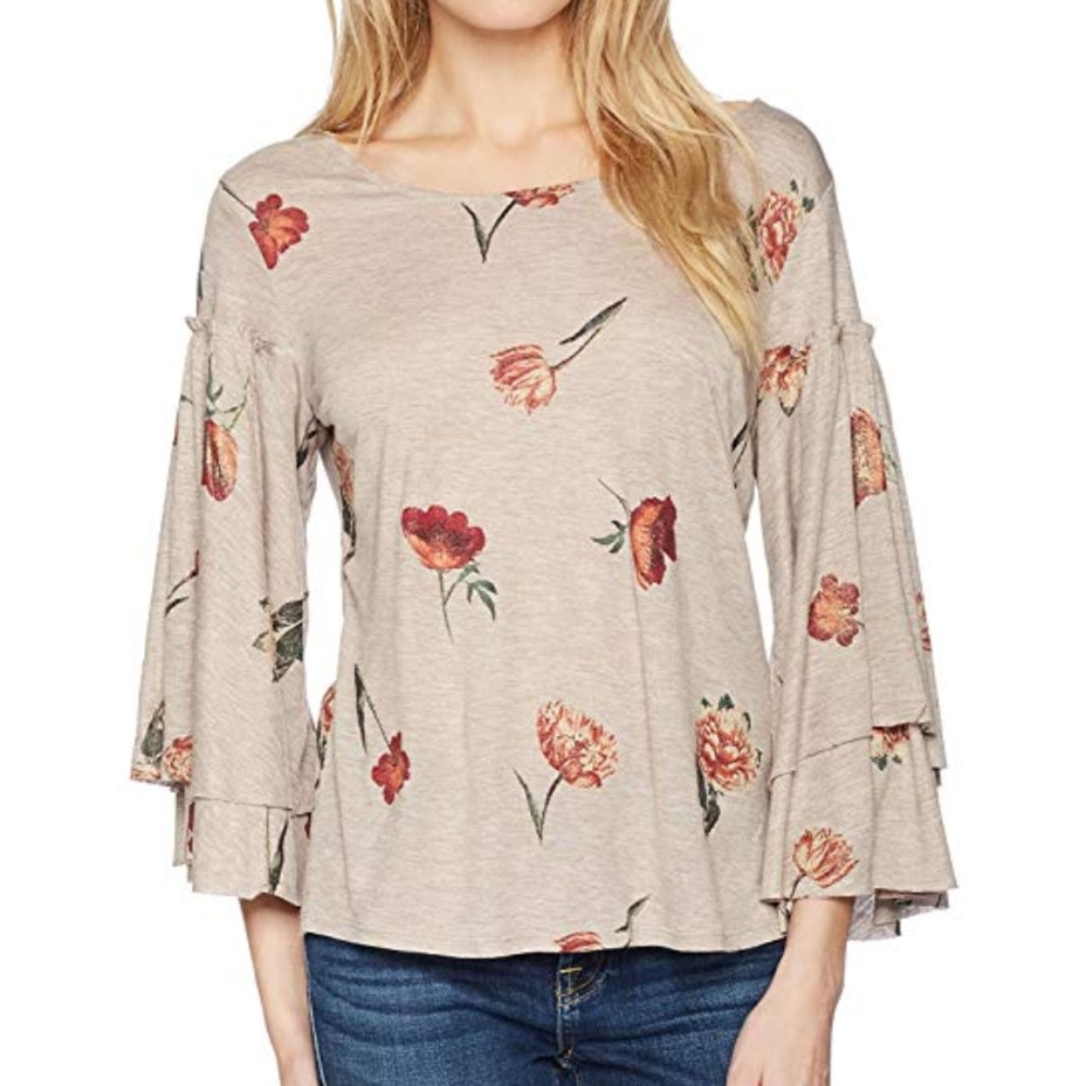 Lucky Brand Duque Floral Tier Bell Sleeve, Small, Like New - Picture 8 of 8